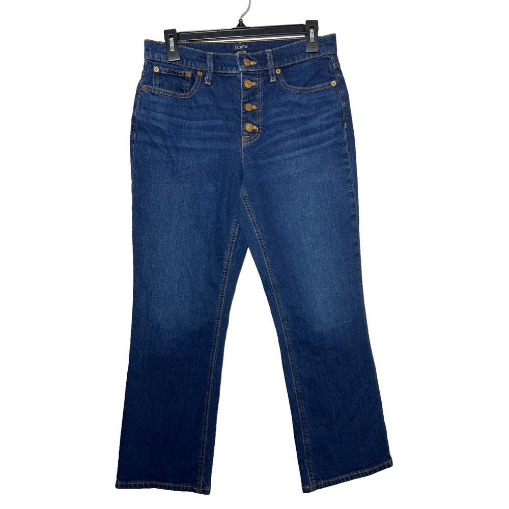 Re-Imagined J.Crew Mid-Rise Flare Crop Jeans Sz‎ 28 Blue Button Fly Denim #BJ825